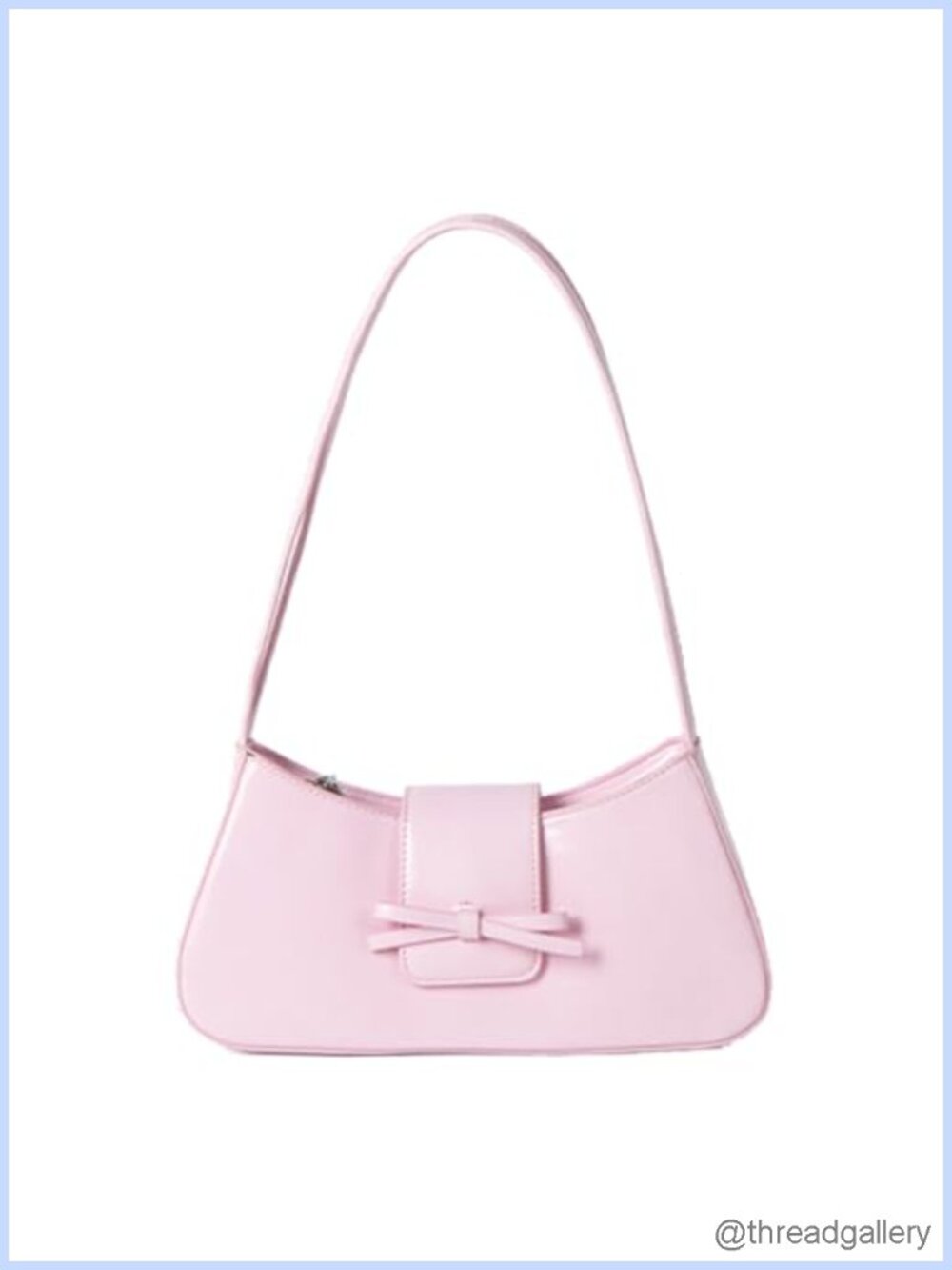 Patent Leather Hobo Shoulder Bag with Bow & Zipper Closure